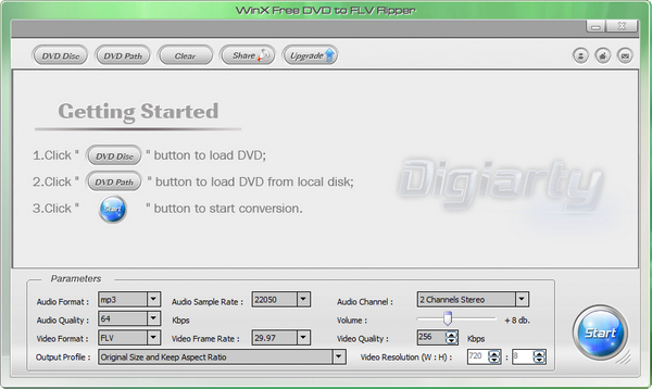 WinX Free DVD to FLV Ripper
